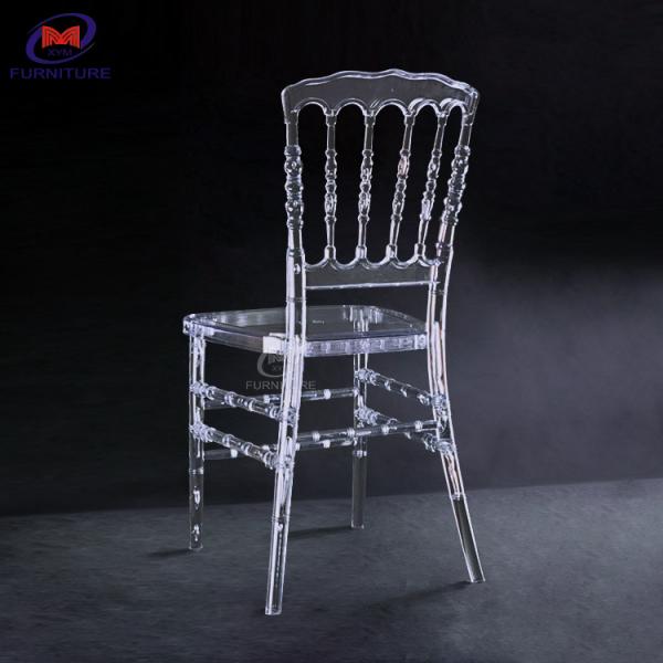 Quality Modern Stacking Crystal Wedding Chiavari Chair Clear Resin Acrylic Napoleon for sale