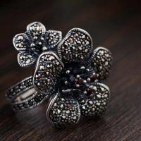 China Women Antique 925 Sterling Silver Flower Style Marcasite Ring(MKS20021) factory