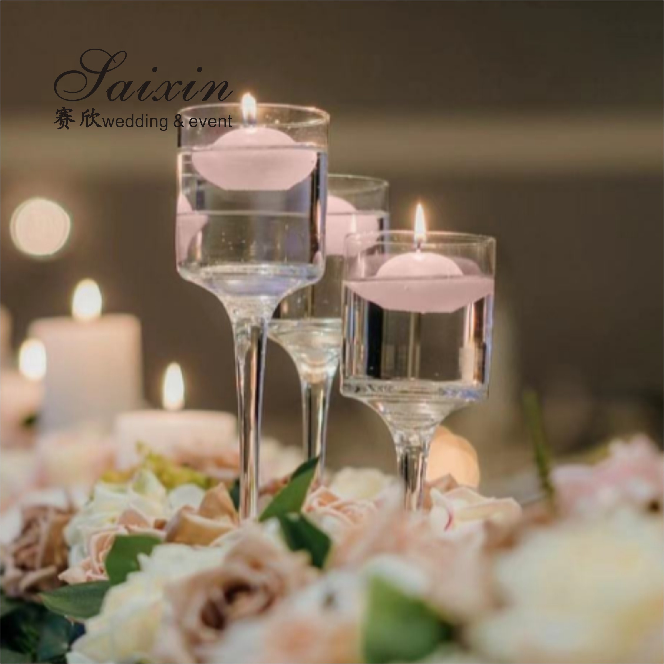 China Cheap Floating Candles Holder Glass Wedding Decoration Supplies 3pcs/set Candles Holder Small Centerpiece factory