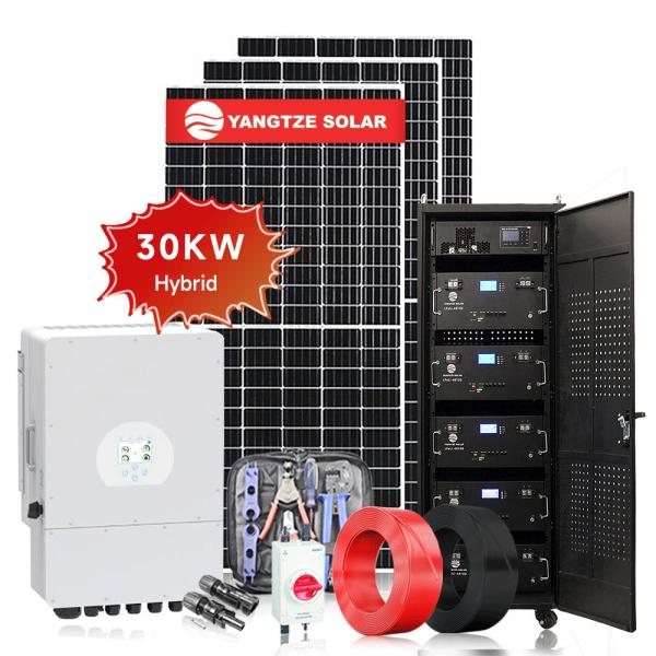 Quality 30KW Hybrid Solar Power System Kit MPPT Hybrid Inverter With BMS Protection for sale