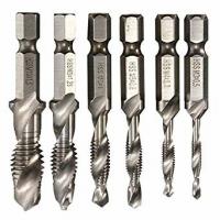 Quality 6pcs 1/4" Hex Shank HSS Twist Tap Drill Bit Set M3-M10 For Drilling Tapping for sale