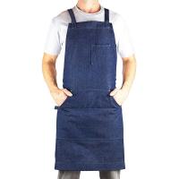 China Denim Barber Natural Cotton Apron , Custom Bar Aprons For Grill Coffee Shop factory