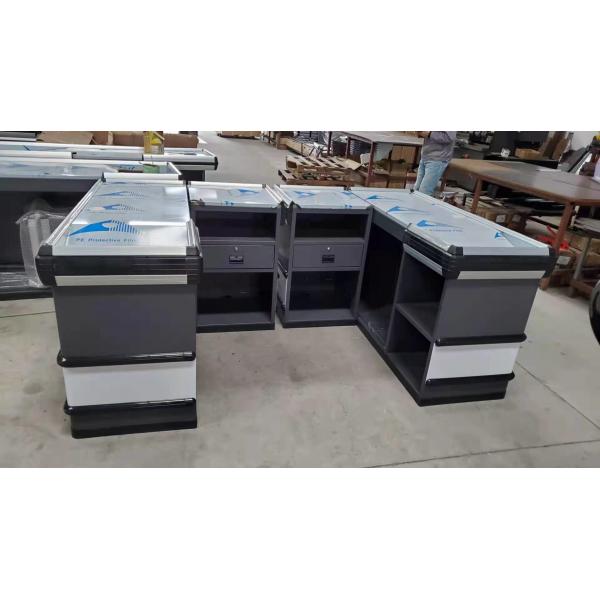 Quality Gondola Supermarket Checkout Counter Stainless Steel Material Powder coating for sale