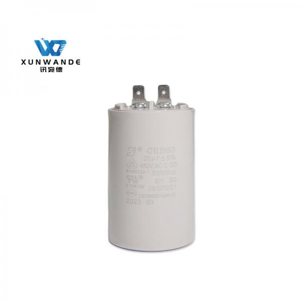 Quality CBB60 450V 20UF Electric Motor Capacitor 25 / 70 / 21 Gray Plastic Case 3000 Hours for sale