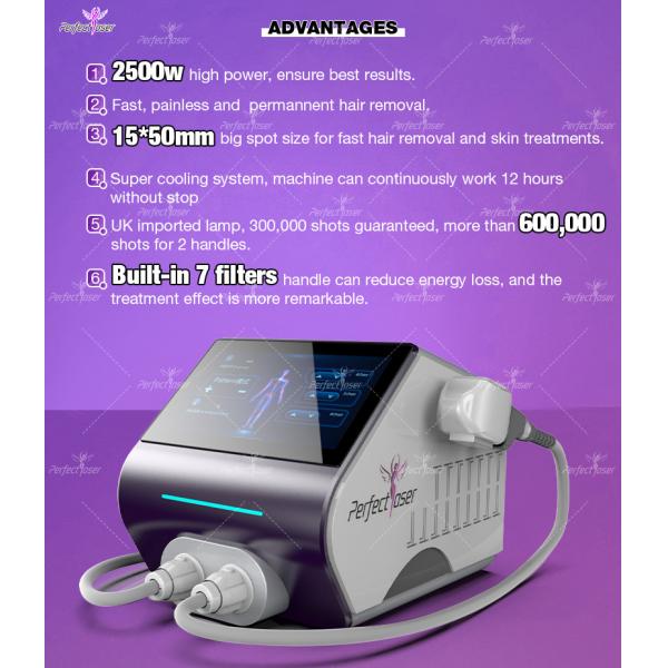 Quality Painless Permanent Hair Removal Machine 2500W OPT IPL Skin Treatment Machine for sale