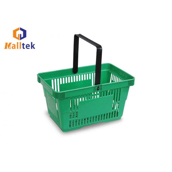 Quality Green Big Capacity Grocery Baskets Plastic Supermarket Equipment With Logo for sale