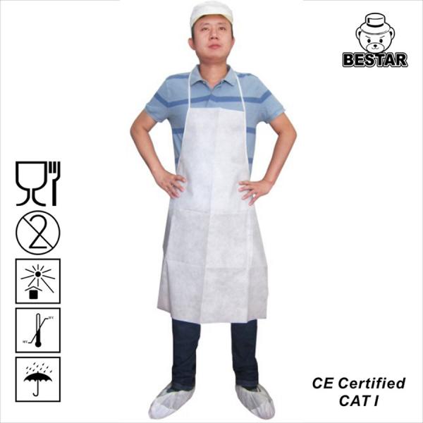 Quality Nonwoven SPP Pe White Disposable Protective Apron For Basic Industry Power for sale