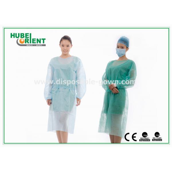 Quality Medical Protective Clothing / Blue Yellow Surgical PP+PE Isolation Gown With Elastic Wrist For Clinic for sale