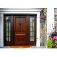 china Mahogany Solid Wood Front Doors , Solid Wood Entrance Doors Tempered Glass For Villa