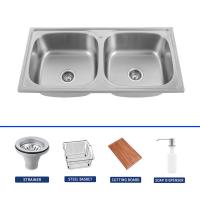 China 780*430 Double Bowl Kitchen Sink Undermount With Faucet factory