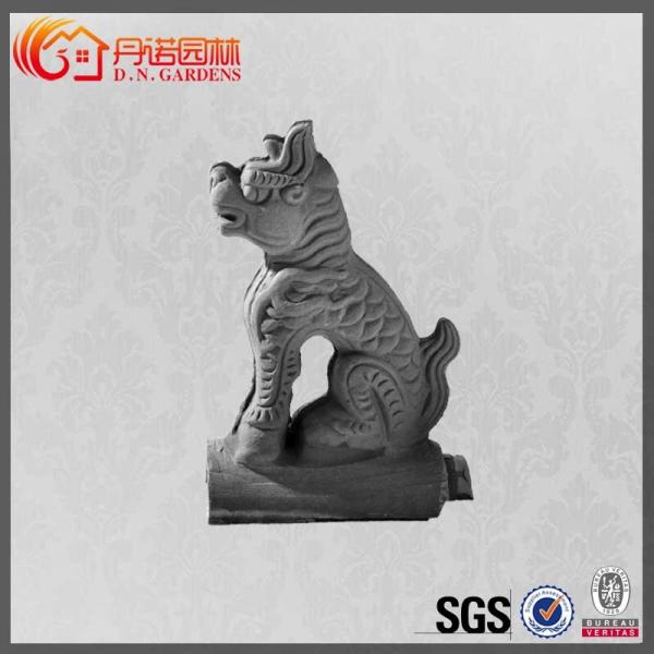 Quality Buddhist Ornamental Clay Ridge Tiles Unglazed Grey Chinese Curved Roof Tile for sale