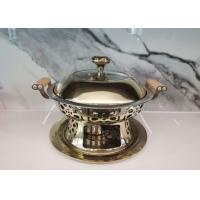 China Round Handle Stainless Steel Chafing Dish Wooden Heat Resistant For Sliver Durable factory