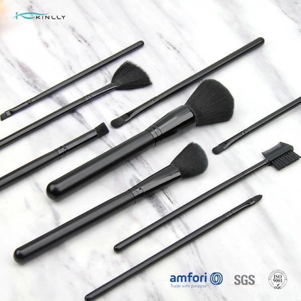 Quality 9pcs Black Aluminum Ferrules Soft Makeup Brush Set for sale