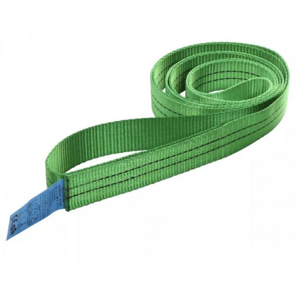 Quality 2 Tonne Single Layer Flat Webbing Sling , Green Endless Lifting Slings for sale