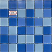 China Waterproof Glass Swimming Pool Mosaic Tiles 303x303mm Mesh Mounted factory