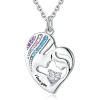 China 1.92x1.6cm 925 Sterling Silver Heart Pendant Necklace Double Love Nickel Free factory