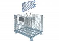 China Heavy Duty Collapsible Wire Container Horizontal Full Divider BN6150108 Silver Color factory