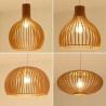 China Hand Crafted Natural Wood Pendant Light For Kitchen Island E27 Base With 1500mm Wire factory