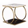 China Unique design stanieless steel base tempered glass top side table square end table for hotel home factory
