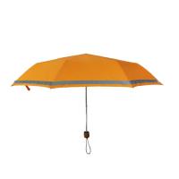 China Manual Open Folding Wooden Handle Umbrella With Reflective Piping factory