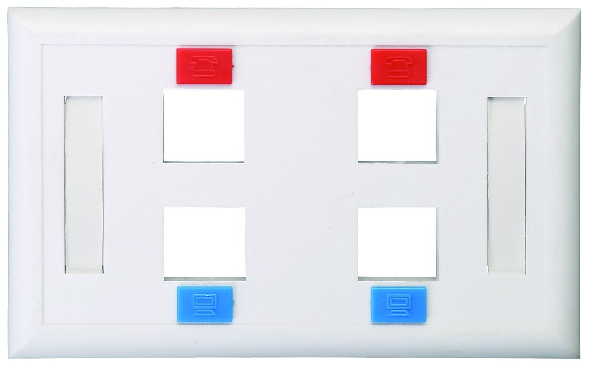 Quality 4 Port Cat6 Faceplate Wall Sockets Easy To Assemble / Disassemble Long Lifespan for sale