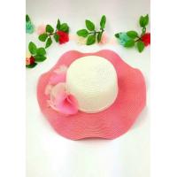 China Women's Straw Hats For Big Heads , Nylon Floral Strip Floppy Sun Hats For Ladies factory