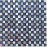 China Silver Brushed Particle Glass And Metallic Mosaic Wall Tiles With Blue Crystal Diamond Glass factory