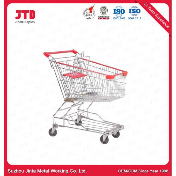 Quality 100L 4 Wheels Metal Shopping Trolley ODM Stainless Steel Shopping Cart for sale