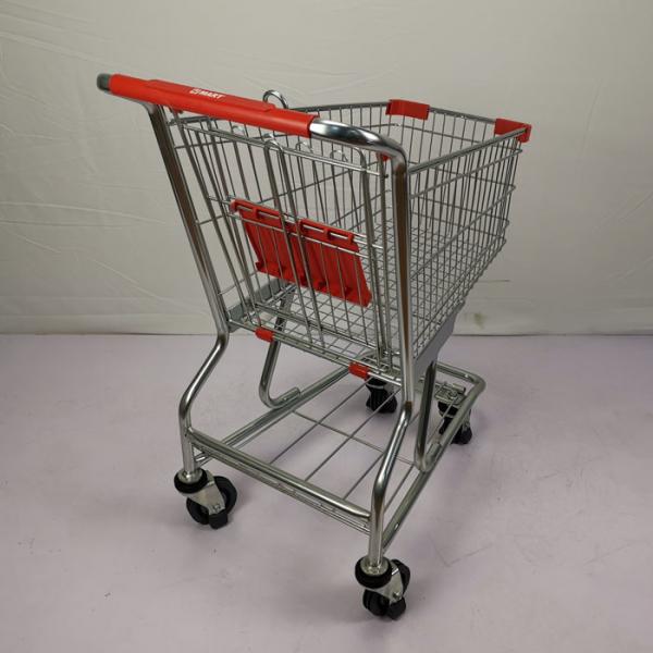 Quality Small 60L Metal Shopping Trolley Grocery Store Shopping Cart With PU Wheels for sale