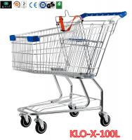 China Portable Metal Rolling Grocery Supermarket Shopping Trolley Carts Zinc Plated factory