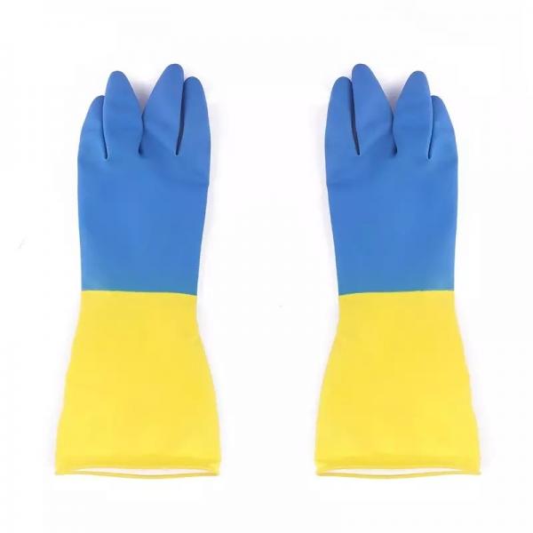 Quality Bicolor Chemical Resistant Latex Gloves Garden Dish Washing Latex Chemical Gloves for sale