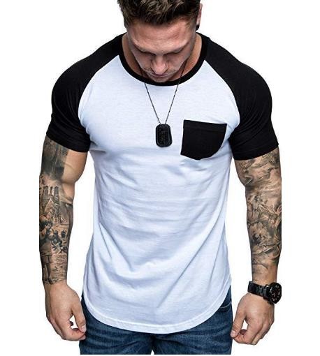 China Small Quantity Garment Manufacturer Men'S Crew Neck T - Shirt Raglan Colorblock Short Sleeves Shirt factory