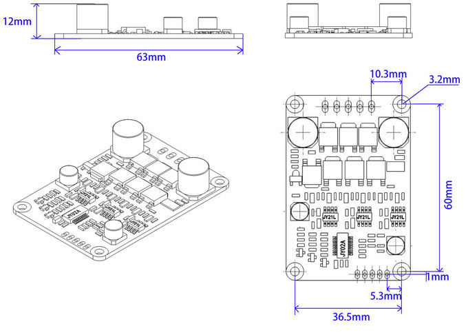 12-36V Brushless DC Motor Driver For 3 - Phase Sensorless DC Motor -20 - 85℃