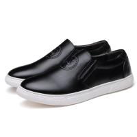 Quality ODM Brand Mens Slip On Leather Sneakers Black / Brown Leather With White Out for sale