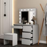 China Furniture Makeup Vanity With Mirror , White Dressing Cosmetic Table factory