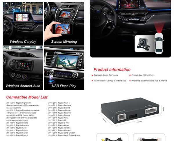 Car Video Interface For Toyota Universal Carplay Box Plug And Play Support Original Rear View Camera