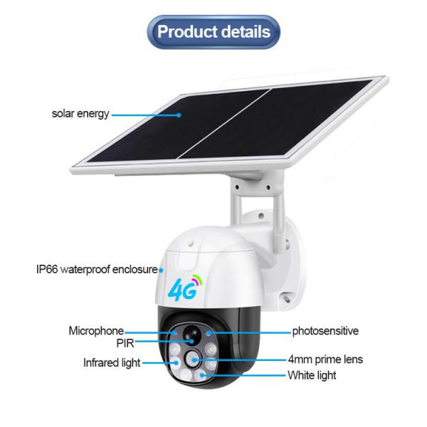 Quality 4G LTE Outdoor Solar Powered Cellular Security Camera PIR Motion Detection for sale