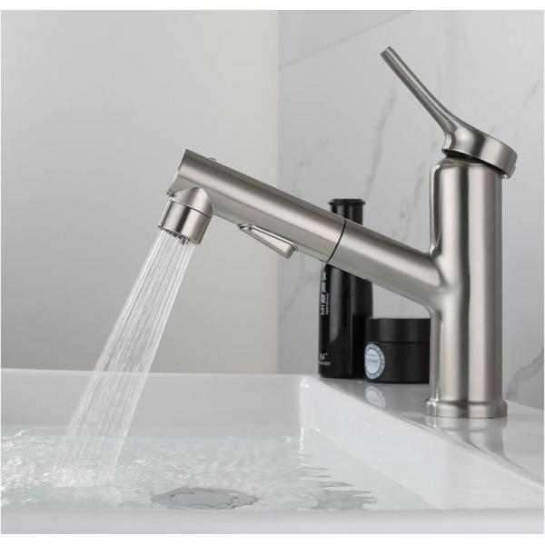 Quality SUS304 Stainless Steel Pull-Out Single Hole Single Handle Basin Mixer In Matte for sale
