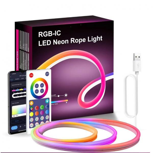 Quality 5m Flexible Control App Remote Multiple Modes RGB Neon Silicone Strip for sale