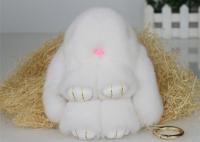 China OEM 13 -20 Cm Rabbit Fur Bunny Keychain Hang Tag For Garment / Decoration factory