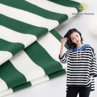 China Elasticity Fashionable Bright Color Green Striped Cotton Fabric For French Terry factory