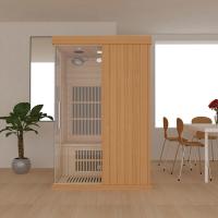 China 2 Person Wood Precut Far Infrared Sauna With Transparent Tempered Glass Door for sale