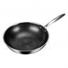 China Double Side 32cm Stainless Steel Frying Pan Honeycomb Non Stick Pan 1.35kg Anti Abrasion factory