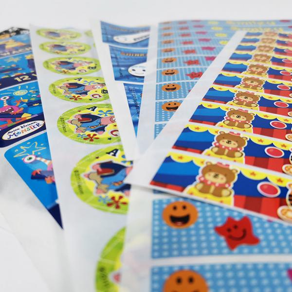 Quality CMYK Printable Adhesive Labels BOPP Glossy Cartoon Die Cut Sticker Sheets for sale