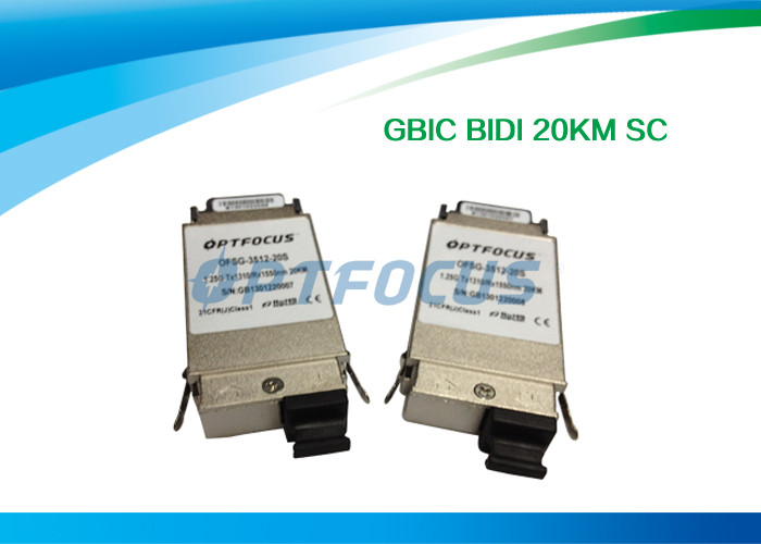 China BI-DI 20KM SC Single Mode Fiber GBIC Transceiver 1310nm TX / 1550nm RX 1.25G factory