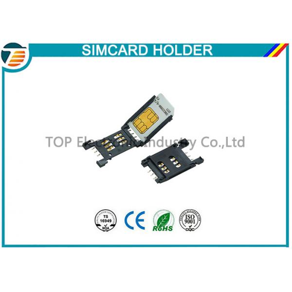 Quality 2.54MM Pitch SIM Card Holder / SAM Card Holder with HINGED TYPE 6 Pin TOP-SIM01 for sale