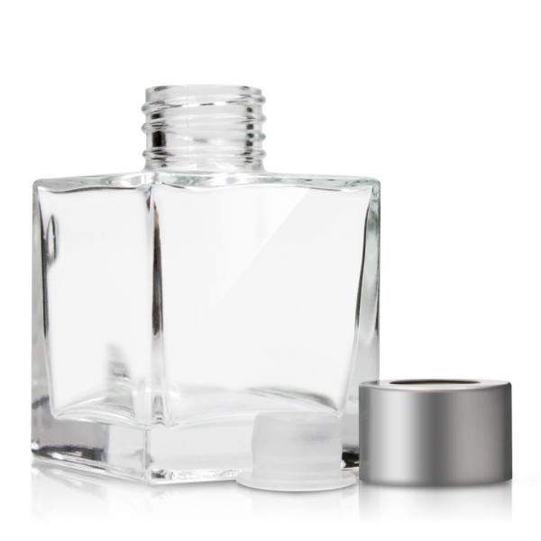 Quality Custom Made Glass Diffuser Bottles / Square Clear Crystal Perfume Bottle for sale
