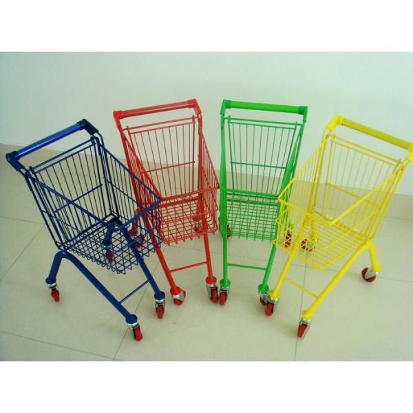 Quality Unfolding Supermarket Shopping Trolley , Metal Grocery Cart ISO9001 Certification for sale