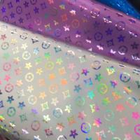 China Handbag Laser Engrave PU Leather Colorful Pentagon Flower Artificial Leather PU factory