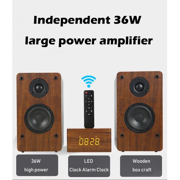 Quality 50 Watt Wooden Bookshelf Speakers , Active Bluetooth Speakers For Home for sale